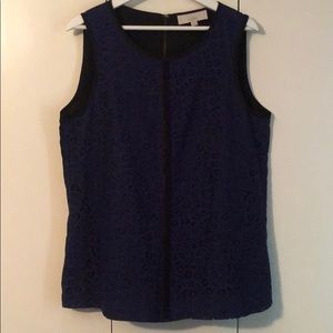 Navy Lace Front Tank